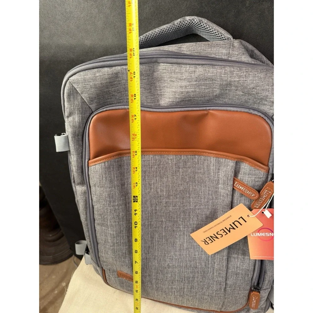 LUMESNER‎ Travel Laptop Backpack Carry On USB Port Gray Water Resistant
